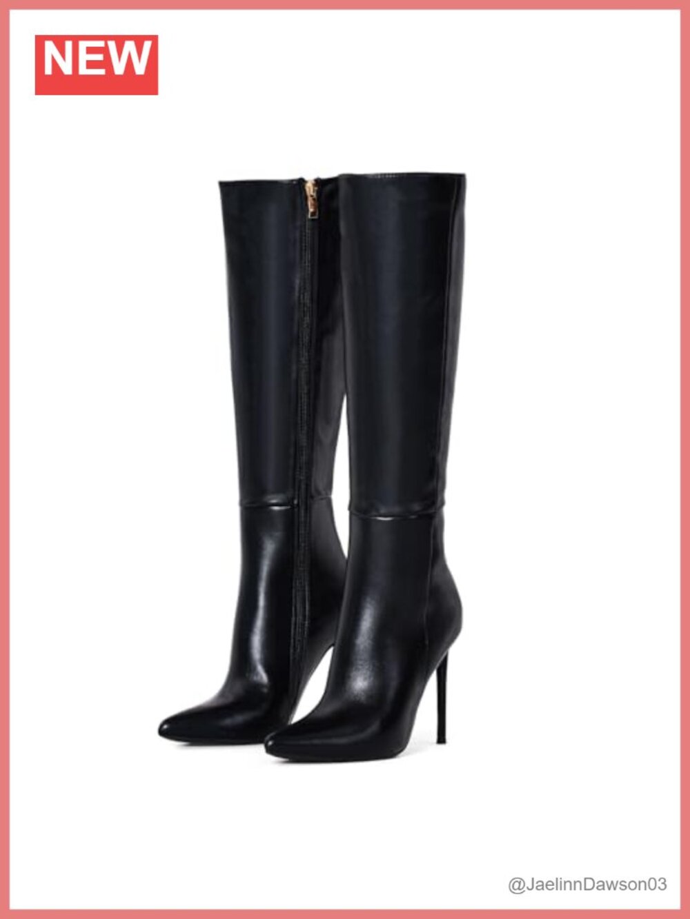 Women's Knee High Leather Boots, Stiletto Heel Pointed Toe Tall Boot, Side Zip